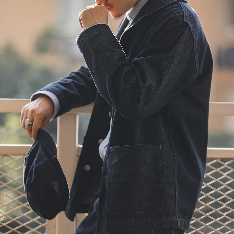 Мужская Повседневная джинсовая куртка Maden винтажная синяя | одежда