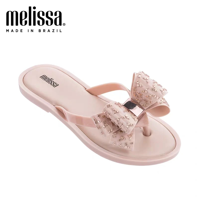 

Melissa Summer Big Bow Flat Slippers Adulto Women Jelly Shoes Flats 2020 New Woman Flip Flop Melissa Female Shoes Flip Flops