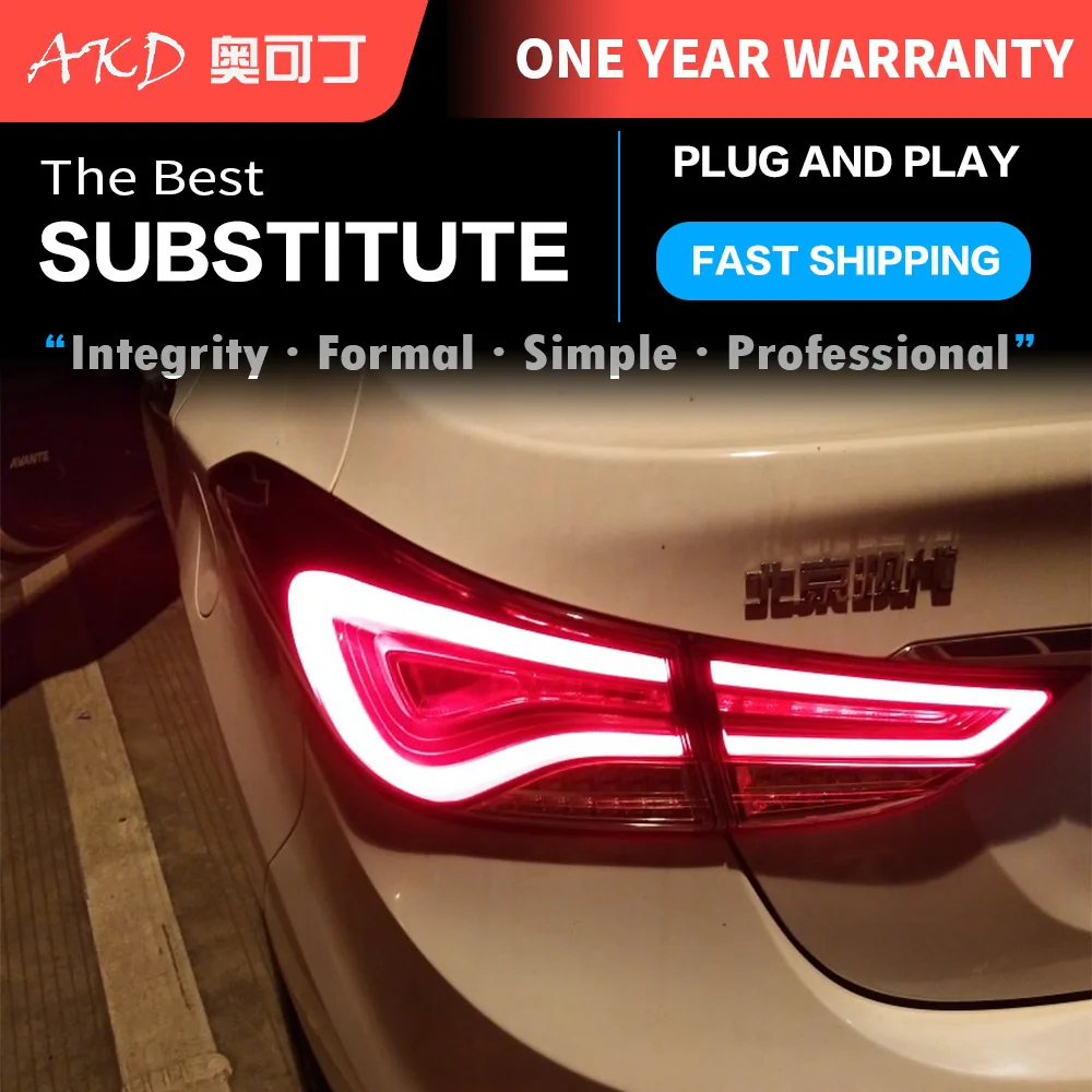 

2 PCS Car Tail Lights Parts For Elantra 2012-2016 Taillights Rear Lamp LED Signal Reversing Parking FACELIFT