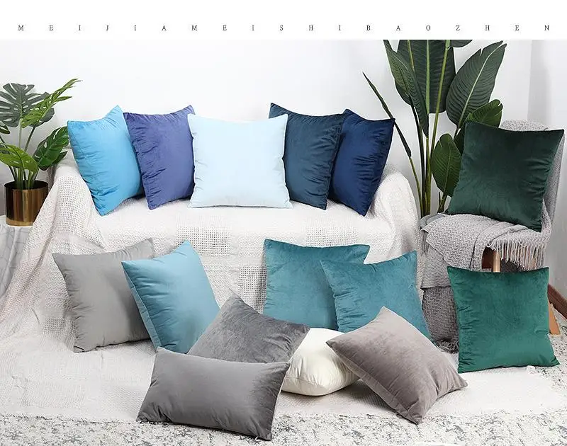 

White Black Home Decorative Sofa Throw Pillows Blue Velvet Cushion Cover Pillow Cover Pillow Case Green Yellow Pink Gray