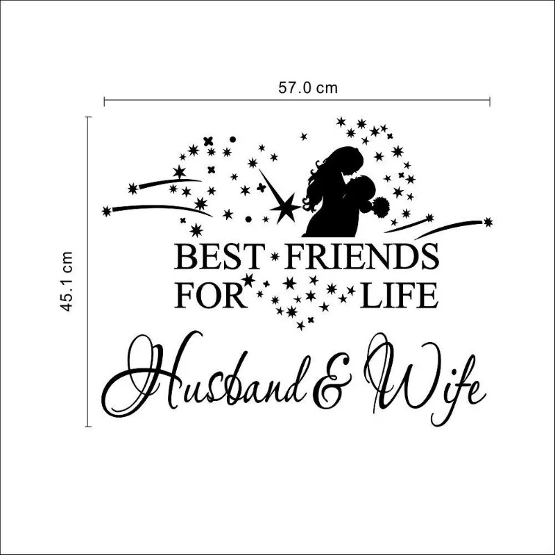 

Romantic Best Friends Life Husband Wife Heart Wall Stickers Husband Wife Wall Decal Quote Art Wall Sticker Decor