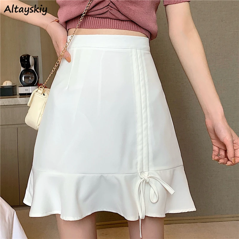 

Skirts Women Shirring Sexy Design Pure Color Ladies Fashion Streetwear Ulzzang All-match Dance Minimalist Comfortable Ins Chic