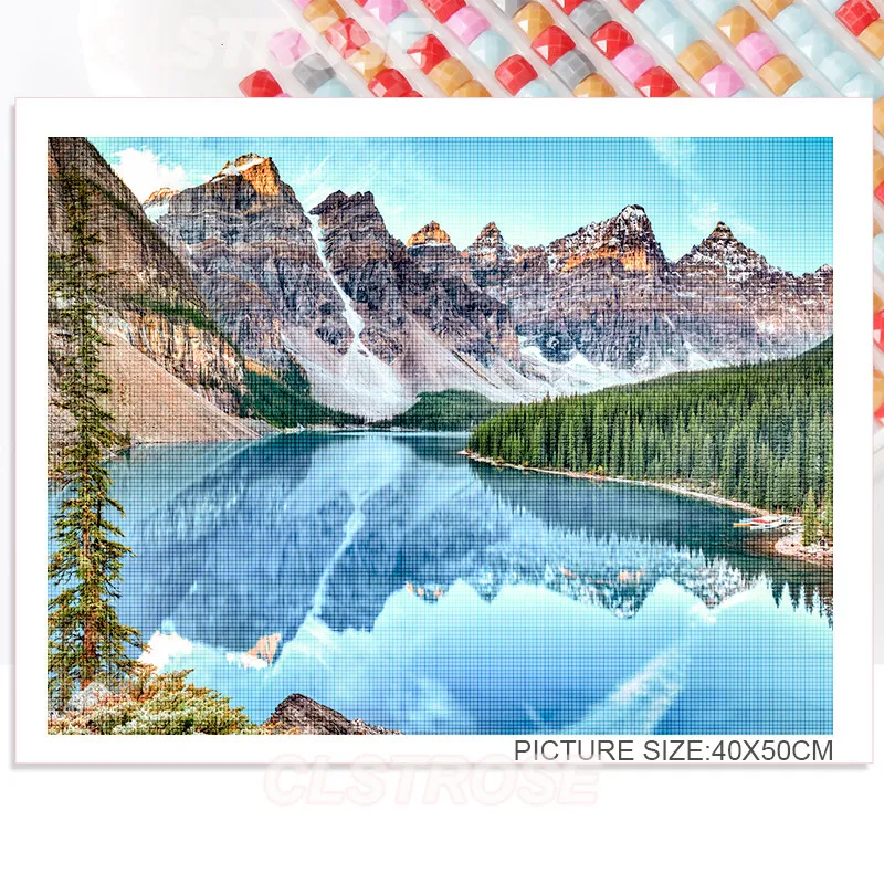 

Landscape Diamond Painting Full Diamond Square Round Coconut Tree and Pool Water Under The Stone Cliff Home Decoration Cross