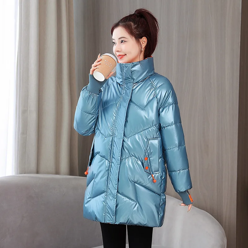

Женское хлопковое пальто средней длины, толстое пуховое пальто с воротником-стойкой, парка Donsignet в Корейском стиле, новинка зимы 2021