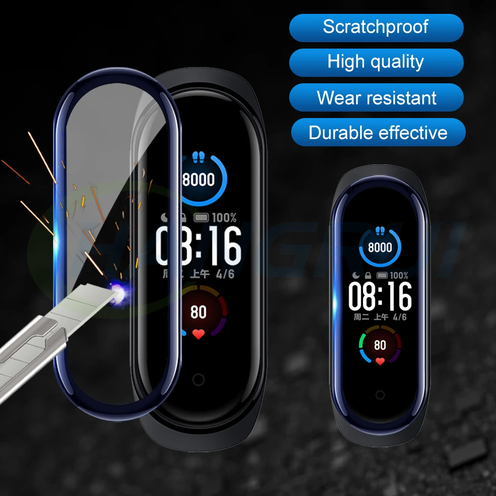 Защитная пленка для экрана Xiaomi Mi band 6 5 полное покрытие Защитное стекло XioMi Miband