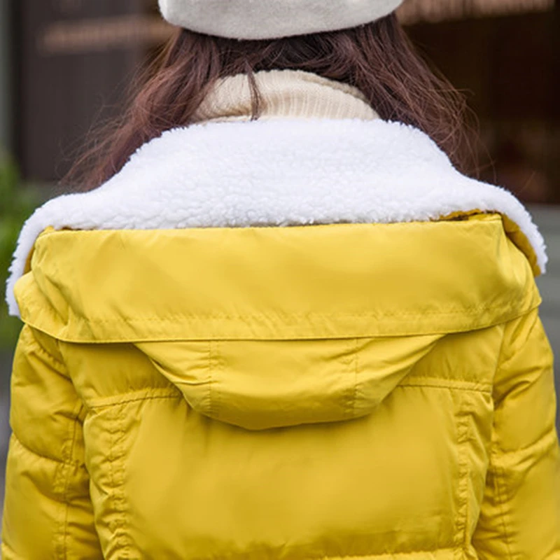 

Wool Women Winter Coat Lambs Hooded Jackets Thick Padded Outwear New Fashion Warm Cotton Coats Long Parka Overcoat Female FJB27