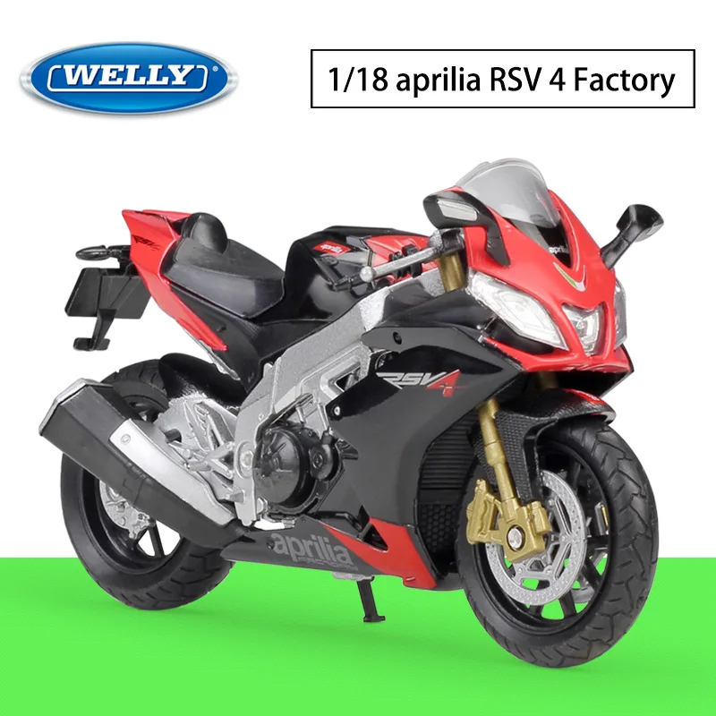 

1:18 WELLY Мотоцикл Aprilia RSV4 Заводская металлическая Литой Сплав модель игрушки подарок