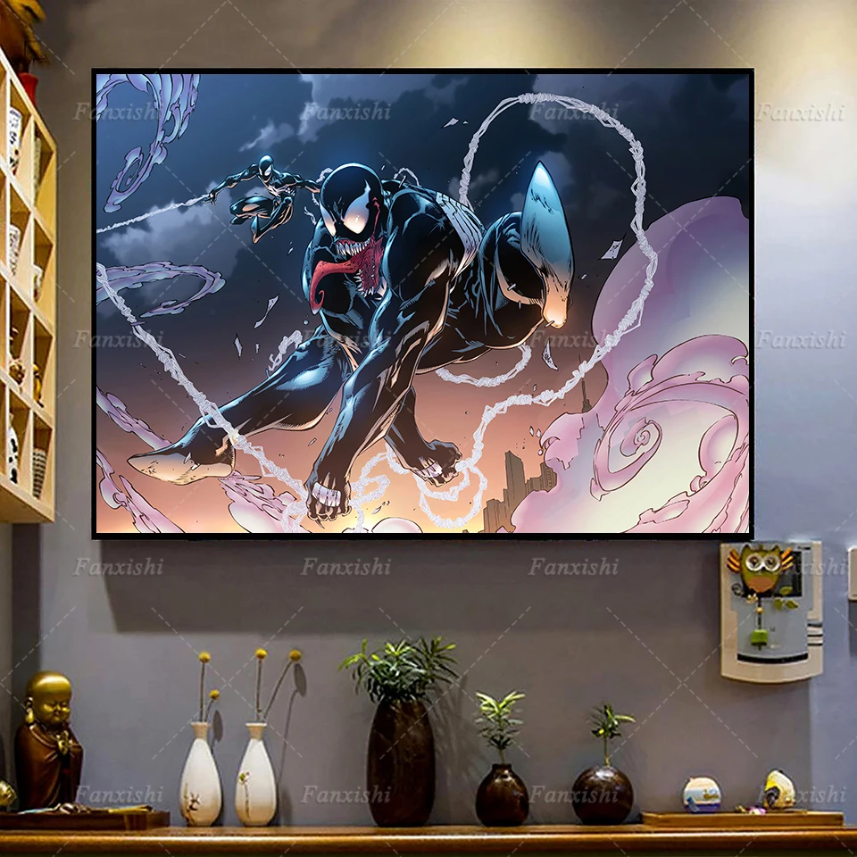 

Venom SpiderMan Movie Poster Marvel Superhero Comic Painting Nordic Home Decor Modern Living Room Decor Canvas Wall Art Prints