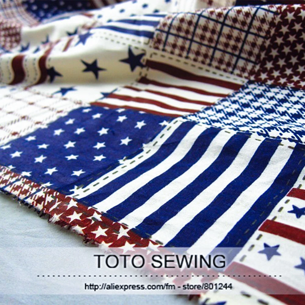 1 метр шикарная маленькая клетчатая звезда и полосатая печатная 100% хлопковая