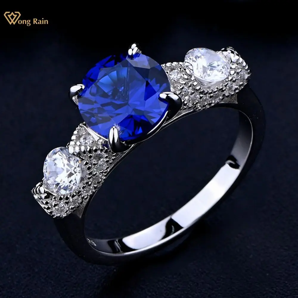 

Wong Rain Винтаж 925 Стерлинговое Серебро, сапфир, созданный Moissanite Gemstone обручальное женское кольцо, ювелирные украшения, оптовая продажа