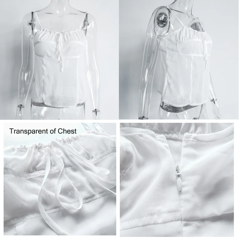 

Hbenna Mesh Camisole Women Angel Top Lace Crop Top Women Transparent Ruched Front Laceup Party Cute Tank Top Y2k Summer Cropped
