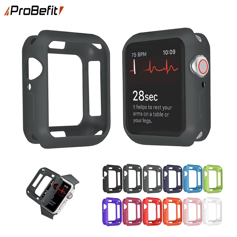 Мягкий силиконовый чехол для Apple Watch 3 2 1 42 мм 38 полная защитная оболочка iWatch 4 5 6 SE 40