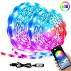 RGB 5050 Bluetooth Светодиодная лента с управлением через приложение, 5 в постоянного тока, USB, 3 клавиши, гибкая декоративная лампа для комнаты, ТВ, ПК, подсветка