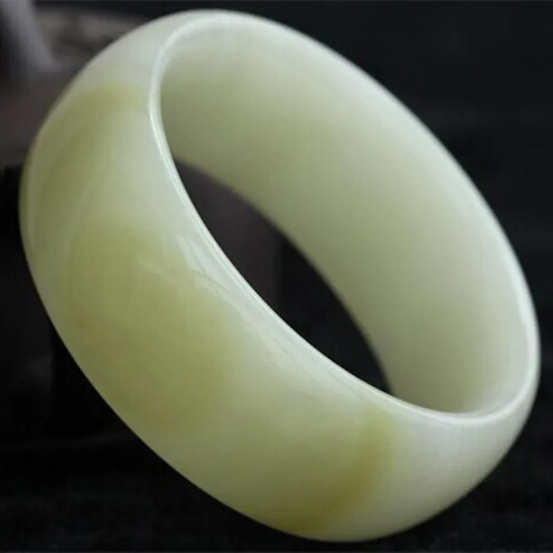 

Genuine Natural White Jade Bangle Women Healing Jewelry Real Afghanistan Certified Jades Stone Wide Bangle Amulet Bracelets