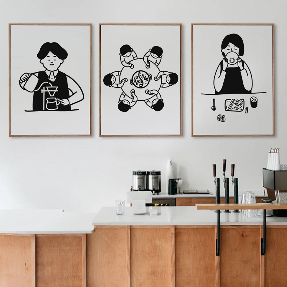 Современная черно-белая Картина на холсте с рисунками животных Кот мальчик и