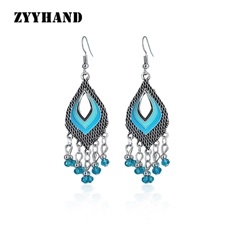 Модные Винтажные серьги с кисточками серебристого цвета в непальском стиле