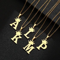 26 english new womens letter fashion crown pendant necklace stainless steel bracelet letter pendant jewelry