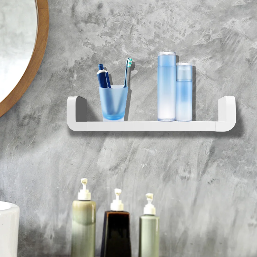 Самоклеящаяся Белая настенная стойка для шампуня ванной душа полка хранения