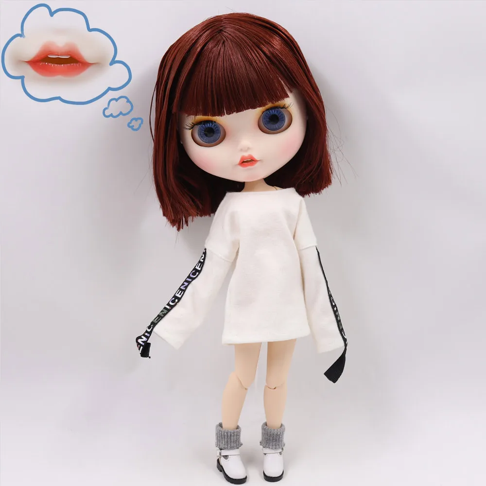 Ледяной DBS Blyth кукольные нет. BL0362 темно красный цвет волос резные губы Pouting рот