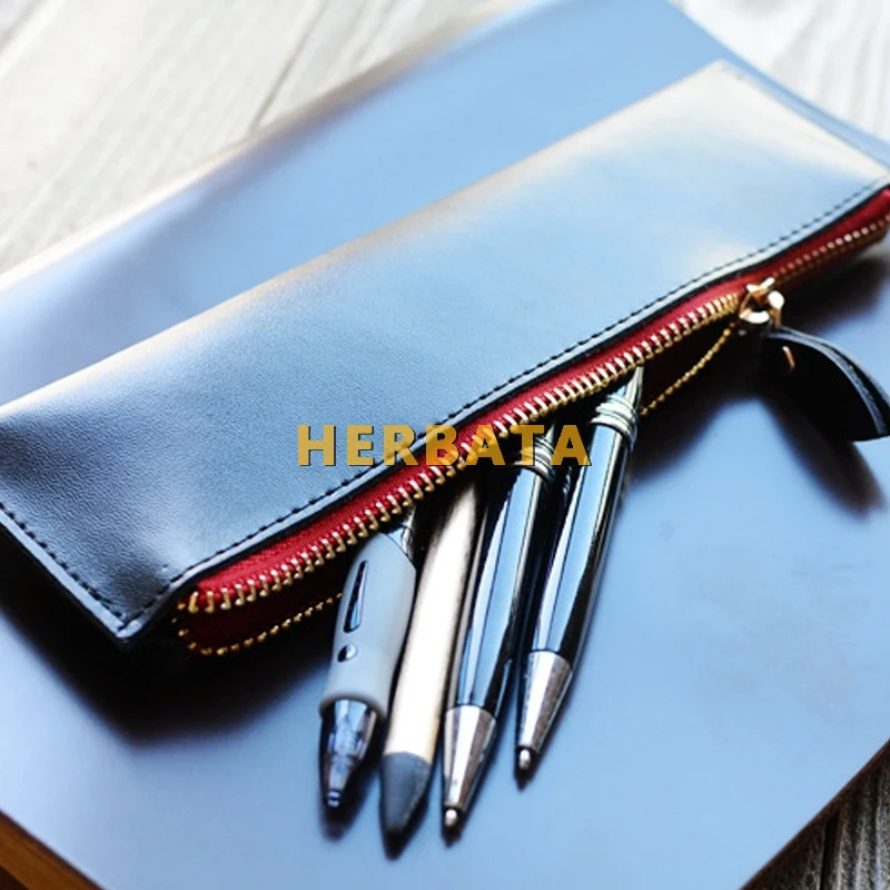 Пенал ручной работы Mori из воловьей кожи черного цвета канцелярские