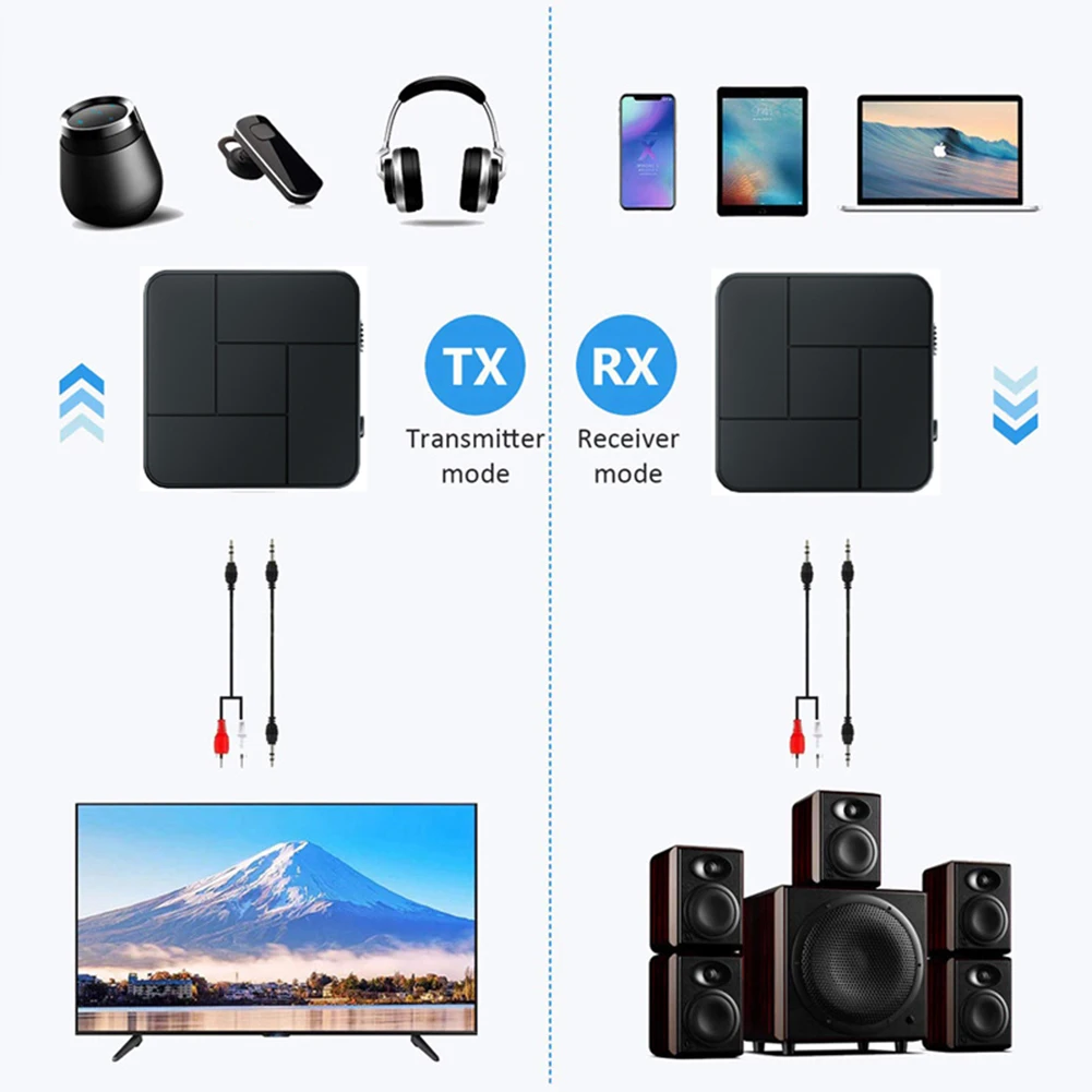 KN326 Bluetooth-compatible 5.0 Audio Transmitter Receiver 3.5mm AUX Jack RCA Wireless Music Adapter with Mic for Car PC TV | Электроника