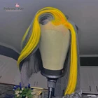 Предварительно выщипанные парики боб с сетчатой фронтальной линией, бразильские, голубые, серые, с эффектом деграде, розовые, прямые, короткие парики из человеческих волос, для чернокожих женщин