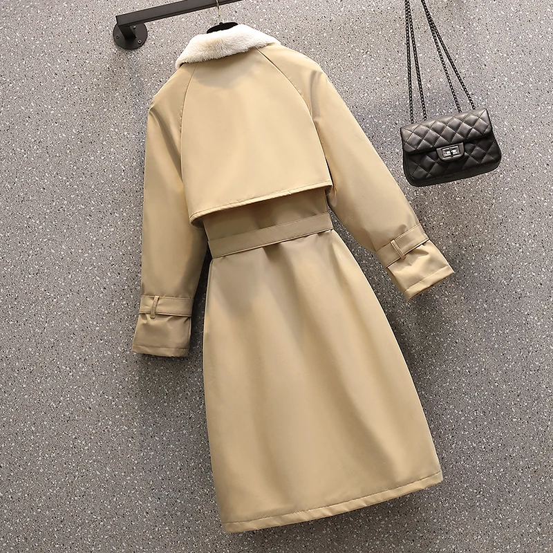 EHQAXIN Down Jacket Female 2022 Parker Cotton Padded Coat Imitation Lamb Wool Windbreaker Jacket Lace-Up Coats L-4XL