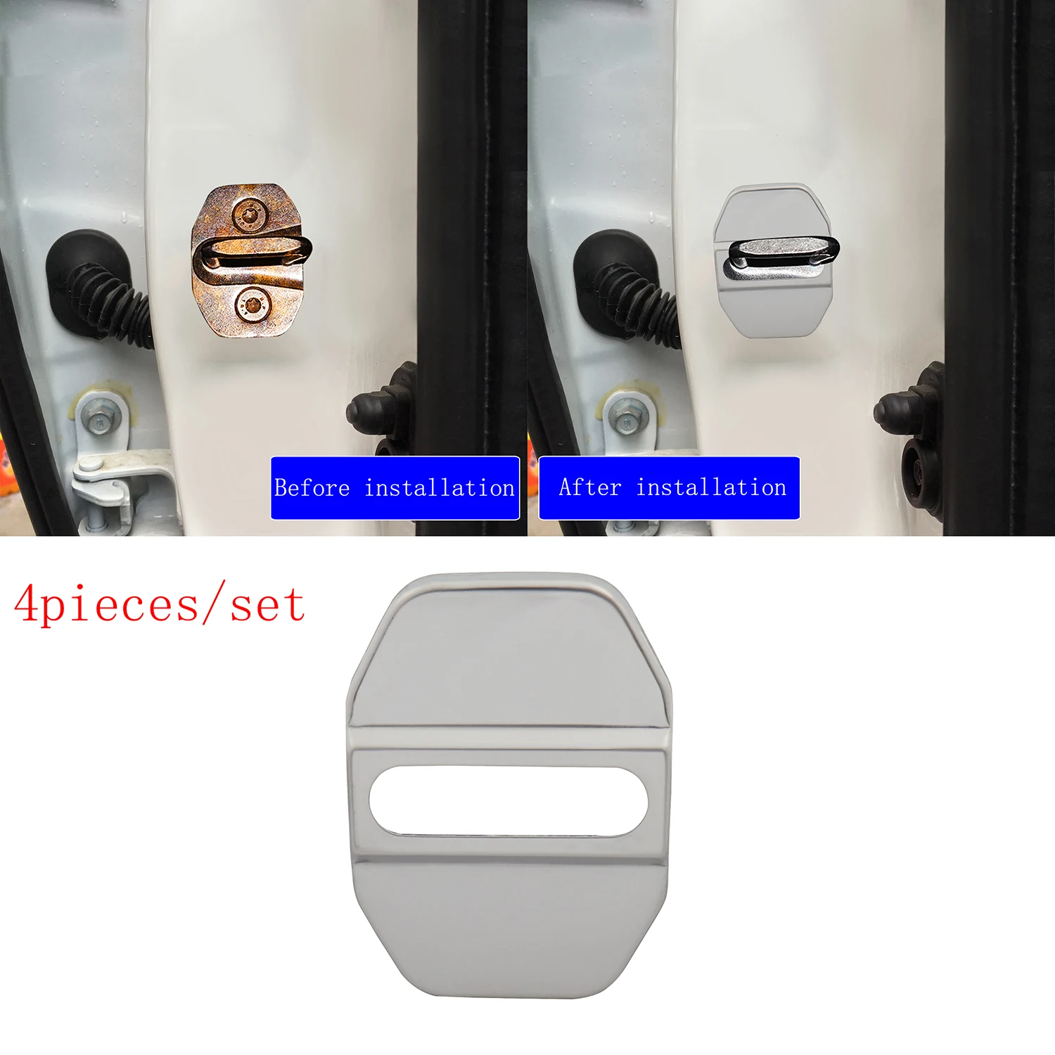 4 шт. серебристые защитные накладки на автомобильные дверные замки из