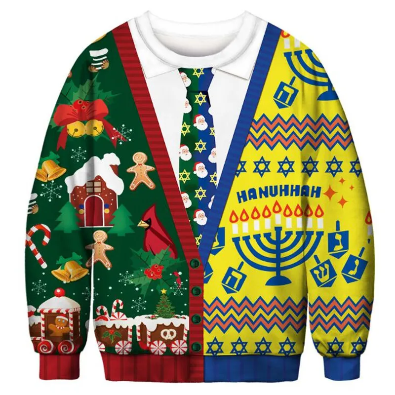 Christmas 2021 new printing round neck pullover sweater men and women lovers Ugly Sweater Autumn Winter Blouses | Женская одежда