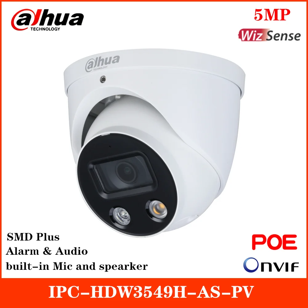 Полноцветная ip камера Dahua 5MP WizSense IPC HDW3549H AS PV режим вращения поддерживает звук и