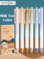 mg creative cute milk tea morandi color 0 5mm bullet gel pen kawaii quick drying retractable neutral pen journal supplies