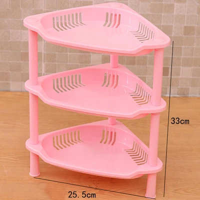 3Layers-pink Bathroom Shelf Organizer Corner Shelf Caddy Bathroom Plastic Corner Shelf Shower Storage Shampoo Holder Kitchen Storage Rack - Цвет: 3Layers-pink