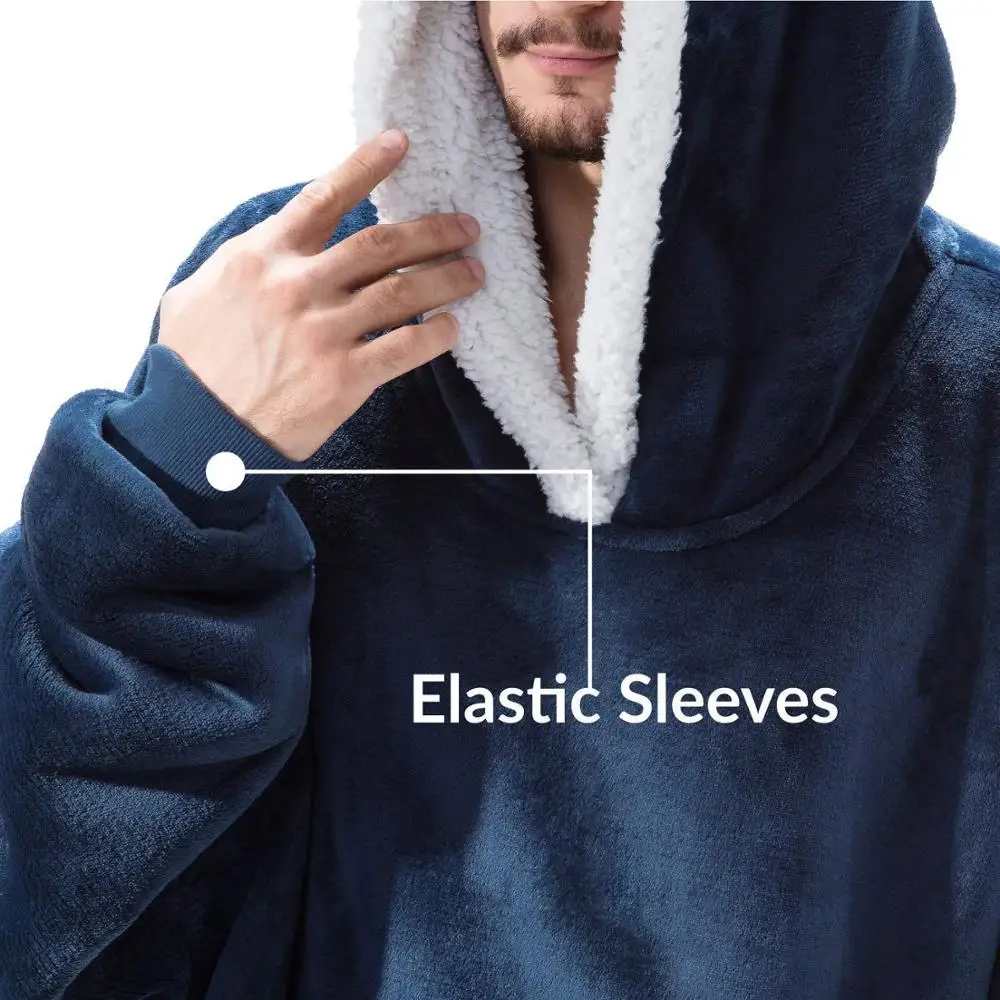 

Sherpa Oversized Hoodies Women Wearable Blanket Hoodie Fleece TV Blanket Sweatshirt with Pockets and Sleeves for Men and Women
