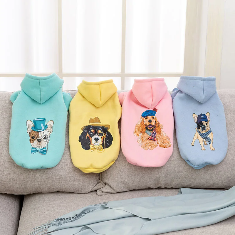 

Fashion Cartoon Dogs Hoodies Winter Printed Pet Clothes for Small Dogs Cats Soft Cotton Jacket French Bulldog Chihuahua Clothes
