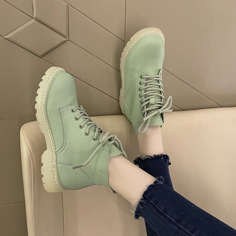 

2020 Boots Women Soft Leather Shoes For Autumn Boots Shoes Woman Casual Spring Leather Botas Mujer Female Ankle Boots Size 35-40