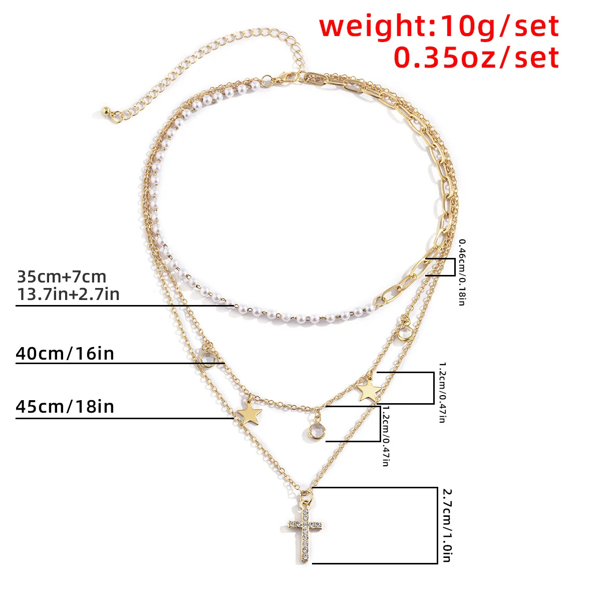 

New Fashion Pearl Chain Necklace Women Collar Wedding Punk Crystal Stars Cross Shape Multilayers Choker Necklaces Jewelry