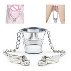 БДСМ металлическая деталь Растяжитель груди ведомый пытки Регулируемый Вес ведро экзотические взрослые игры зажимы для сосков и для малых половых губ Женщины