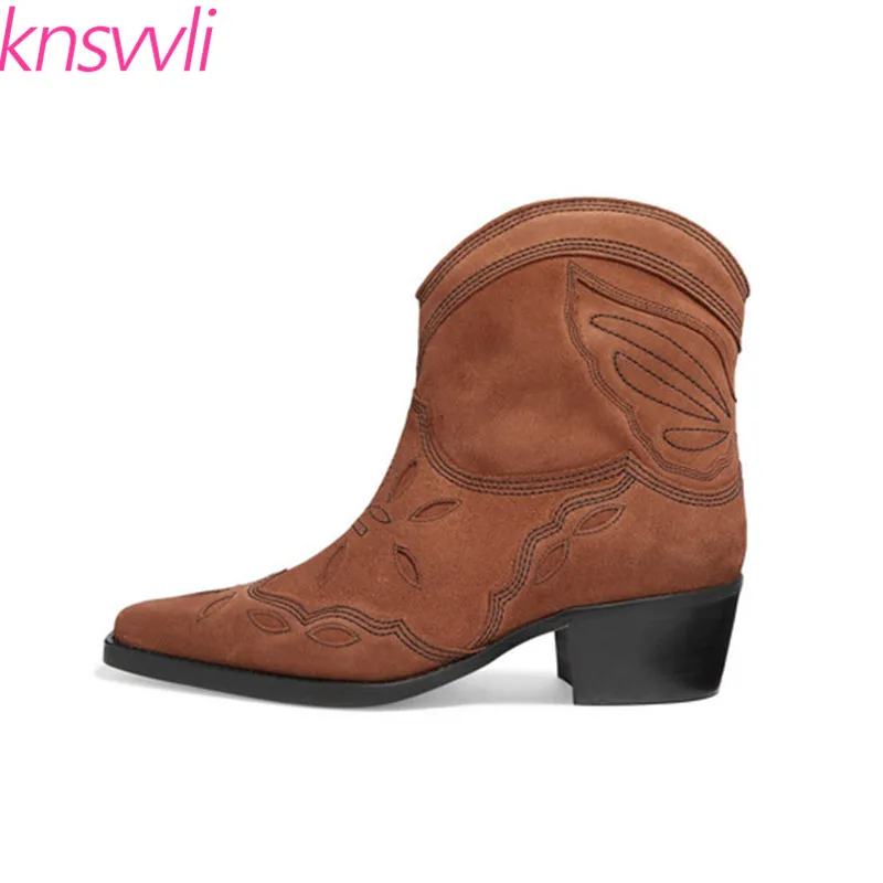 Женские ботильоны с вышивкой и бабочками Knsvvli Осенняя обувь в стиле панк на