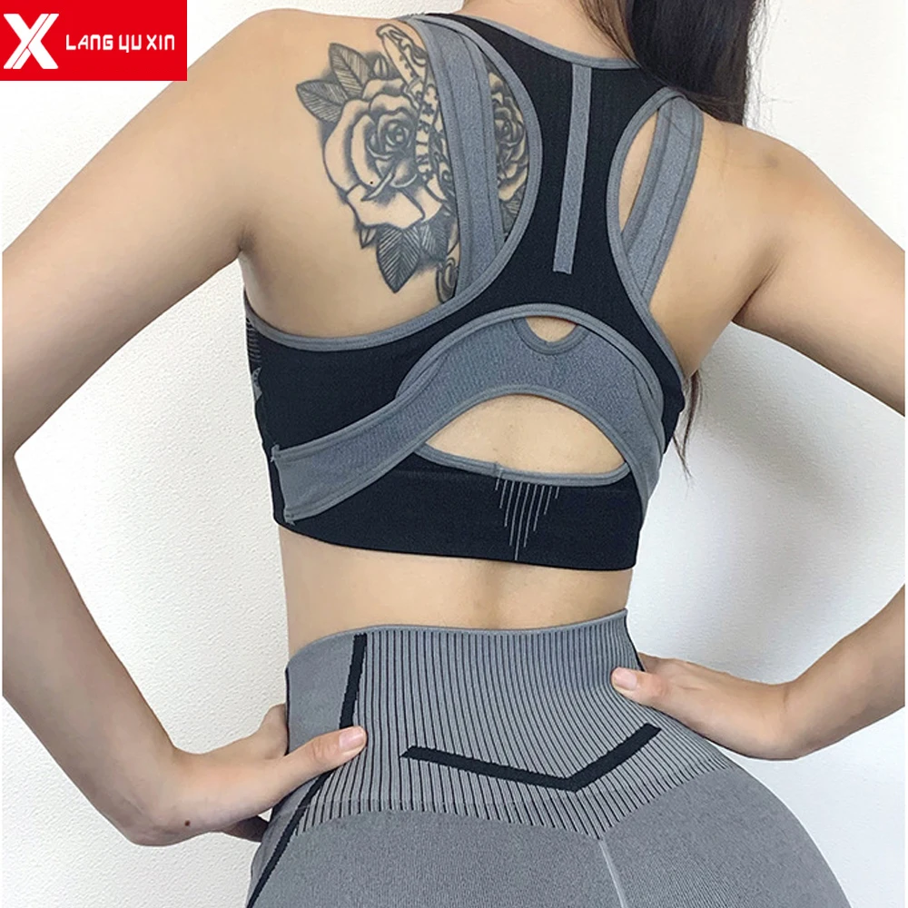 Комплекты для тренировок женские Леггинсы йоги спортивный бюстгальтер топ