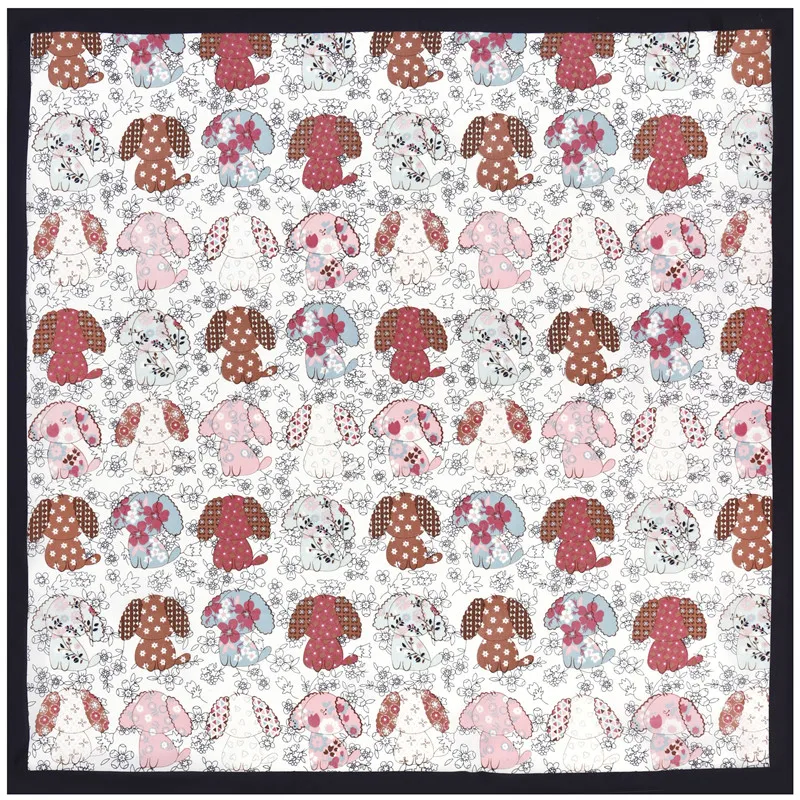 Dog BLACK POBING 70 см* 70 см кошачья голова небольшие Квадратные платки хиджаб люксовый бренд пятнистый Шелковый женский шарф Дамская повязка на голову с принтом шейный платок бандана - Цвет: Dog BLACK