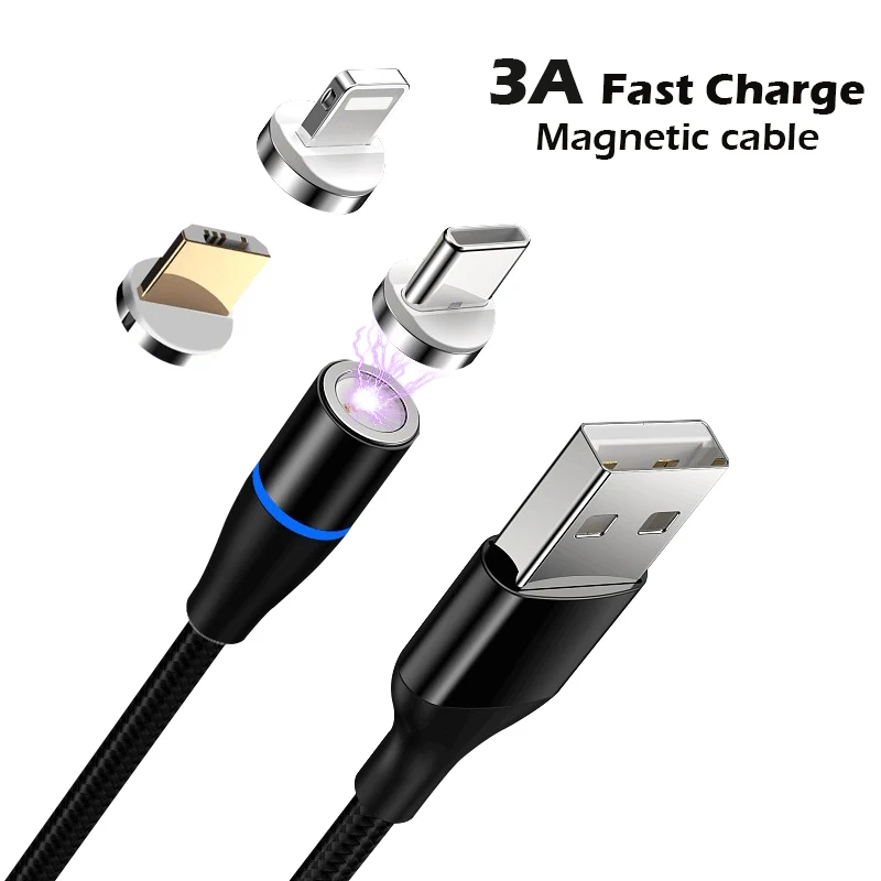 Магнитный USB кабель 3A для быстрой зарядки Micro Type C мобильный телефон передачи