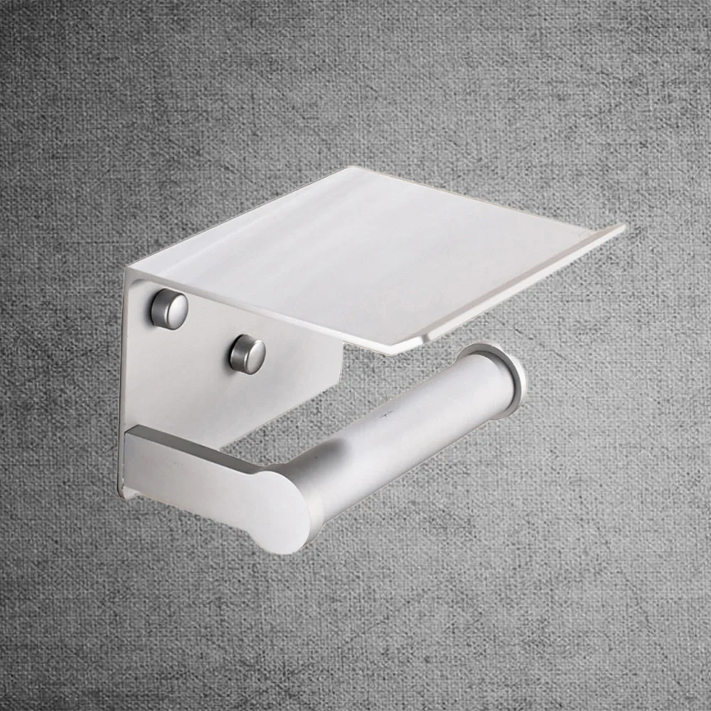 

Space Aluminum Bathroom Paper Phone Holder with Shelf Bathroom Mobile Phones Towel Rack Holder Tissue Boxes