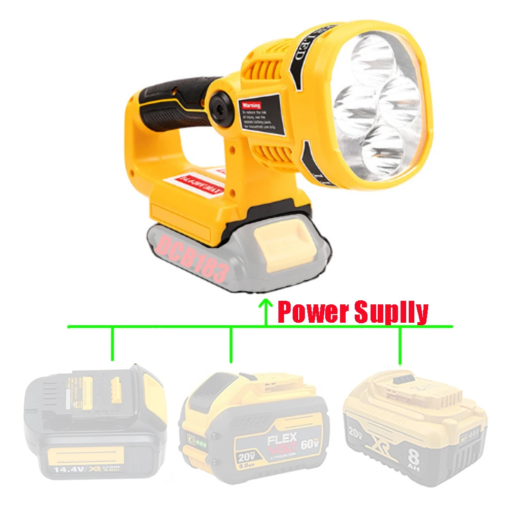 

12W LED Work Light Portable Camping Flashlight Handheld Lantern for Dewalt 14.4V 18V 20V Li-ion Battery DCB140 DCB180