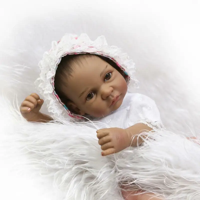 

Nicery Reborn Baby Indian Doll Girl Silicone NPK Black Skin 10in. 26cm Bebe Gift Silicone Baby Doll