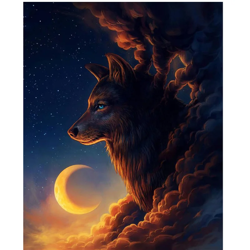 

Алмазная 5D картина «сделай сам», Набор для вышивки крестиком с изображением волка, Льва, тигра, мозаика из круглых страз, декор для творчеств...