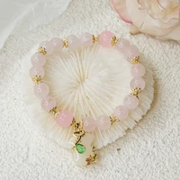 retro chinese style powder crystal bracelet female cute little hanfu pendant hibiscus stone bracelet girlfriends student jewelry