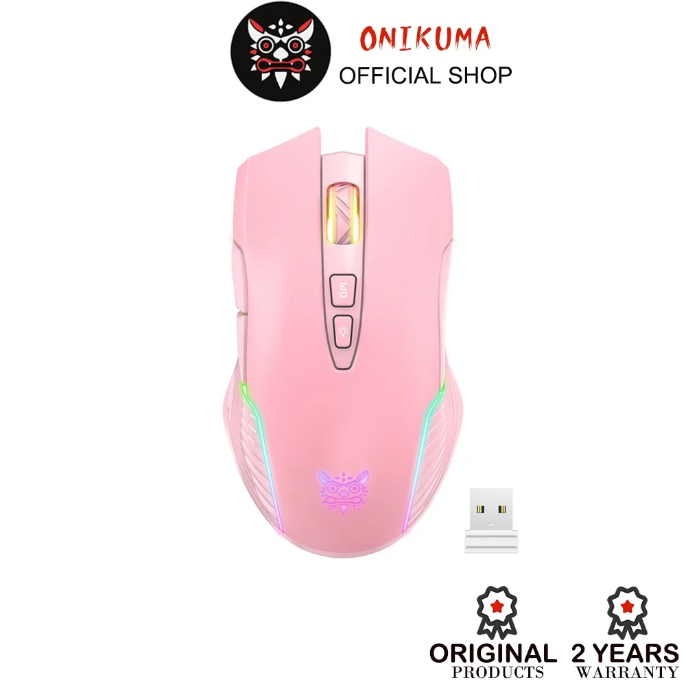 

Onikuma CW905 Pink RGB Wireless Gaming Mouse, Rechargeable Computer Mice with RGB Backlit, 5 Adjustable DPI Up to 3600