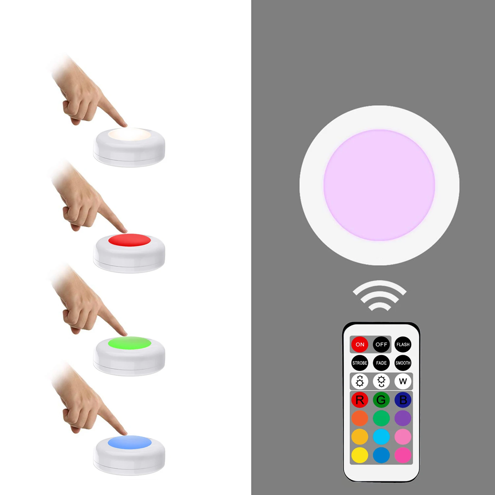 

12 Color Changing Puck Led Light With Remote Control Atmosphere Lamp Led Cabinet Lamp For Home Party Christmas, Halloween Etc