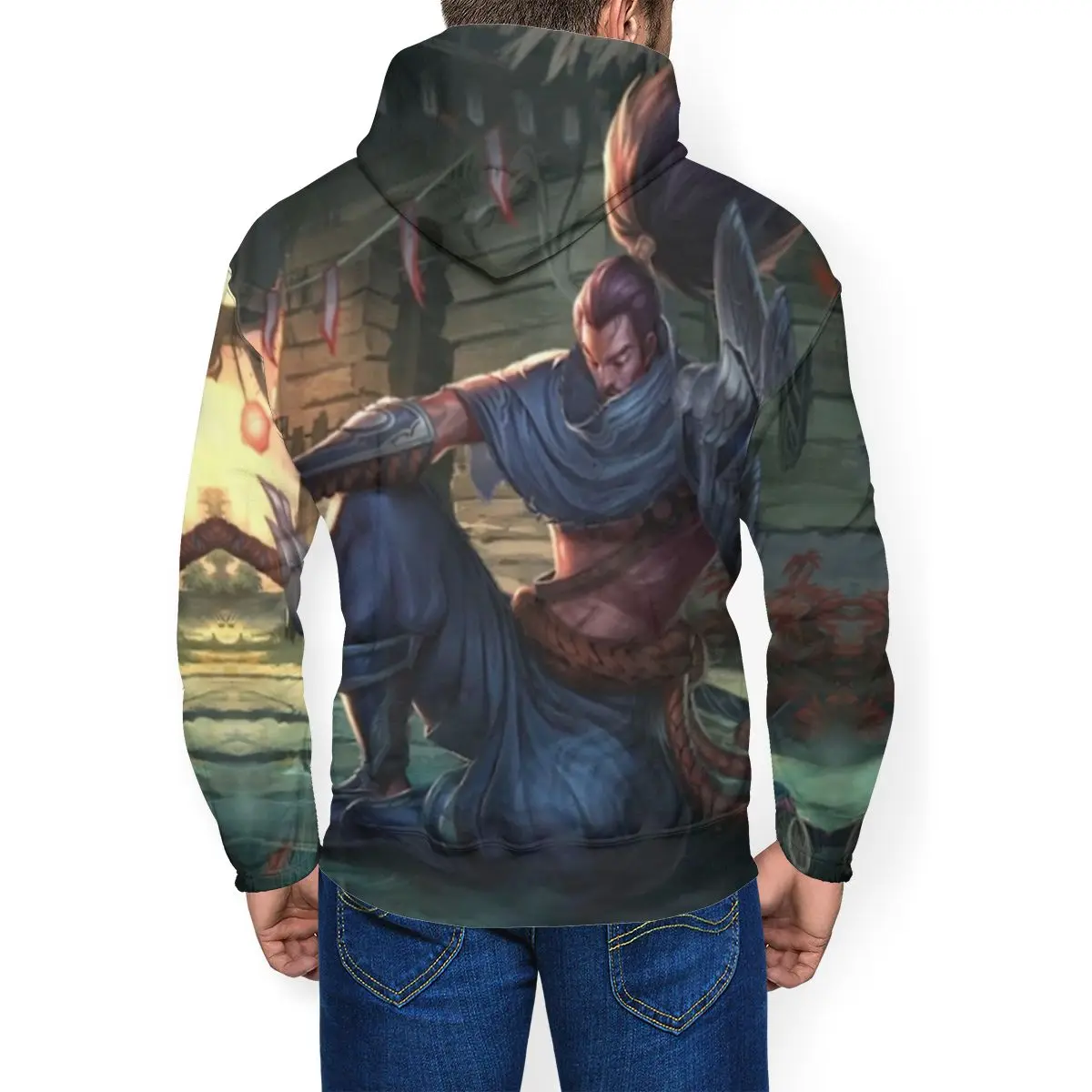 Толстовка с капюшоном League Of Legends Yasuo мужской свободный пуловер Оверсайз красные