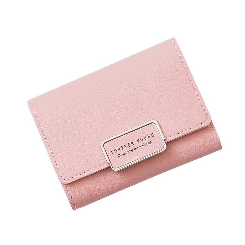 

Women's wallet Korean version of the short section three fold buckle clutch bag multi-card position pu leather small wallet mult